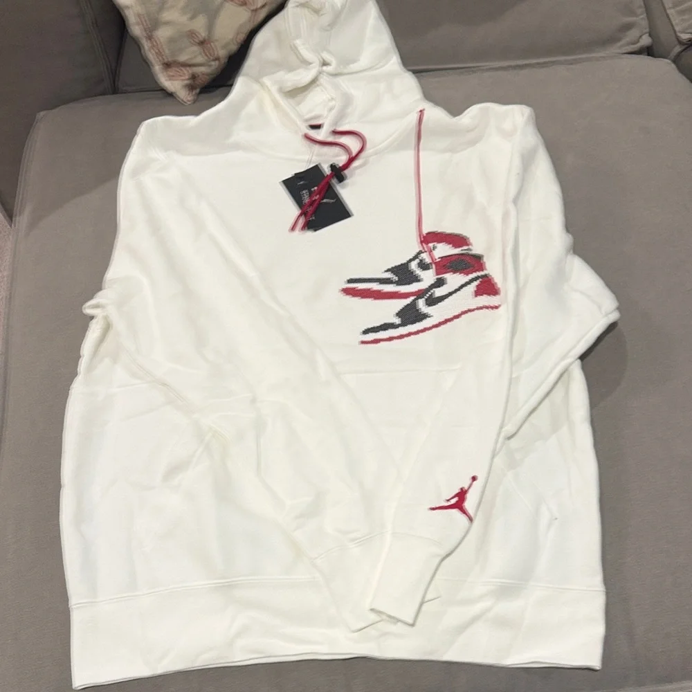 Jordan White Hoodie with Sneakers tag sz L Brand new with tags - Picture 1 of 6